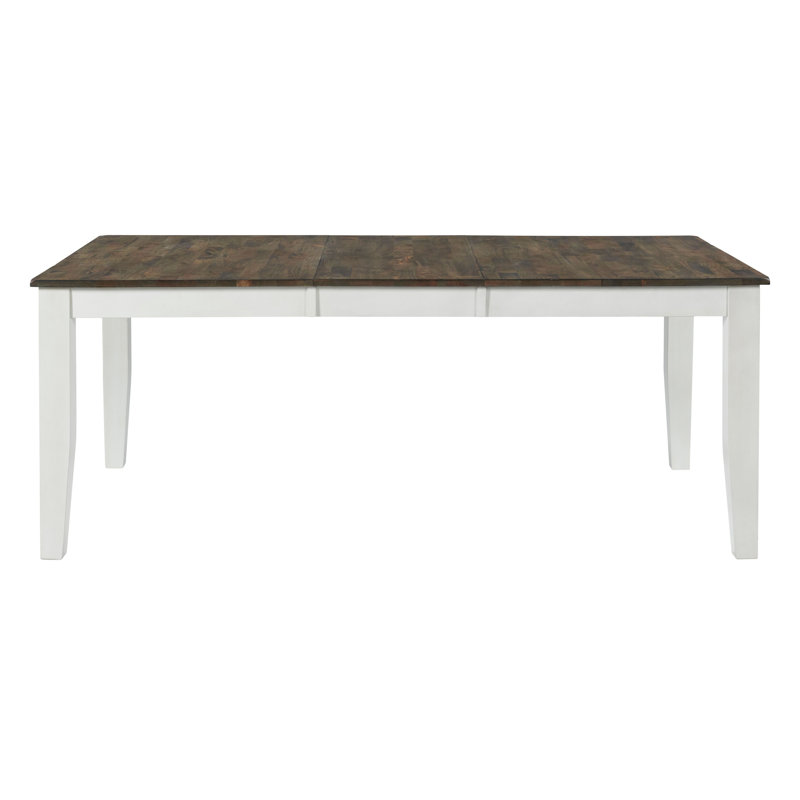 Kona Two-Toned Gray and White Extendable Solid Wood Dining Table