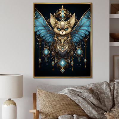 Cubist Night Sky Bat - Animal Bat Wall Art
