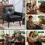 Chaise d'appoint Cottle Mid Century, chaises de salon en cuir polyuréthane avec cadre en bois, fauteuil de lecture confortable avec dossier confortable pour appartement, salon, chambre à coucher, salle d'attente, petit espace, coin-1233766382-1239941449