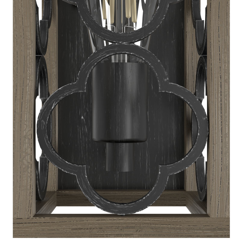 Gablecrest Black and Oak Iron Outdoor Wall Sconce