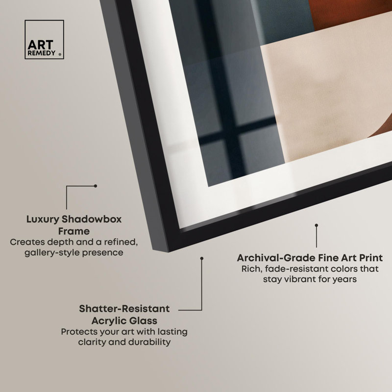 Intersecting Arcs III Shadowbox Print Midcentury Art par Art Remedy, H 37 po x l 31 po, Noir