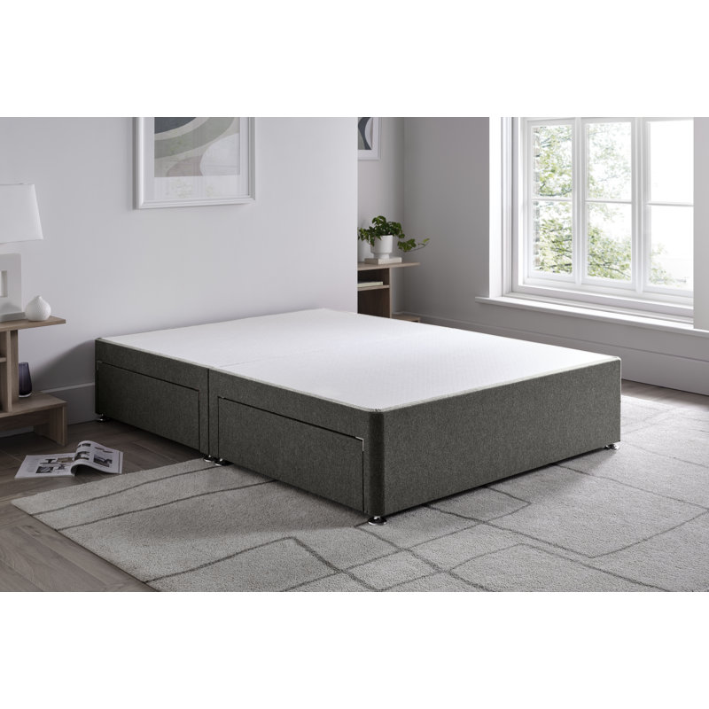 Wool Divan Bed Base, Single (3'), Pewter, No Drawers