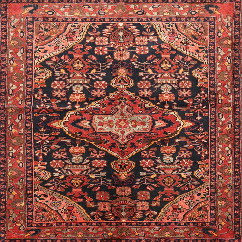 Tapis à motif oriental rouge / brun, Carré 6 pi