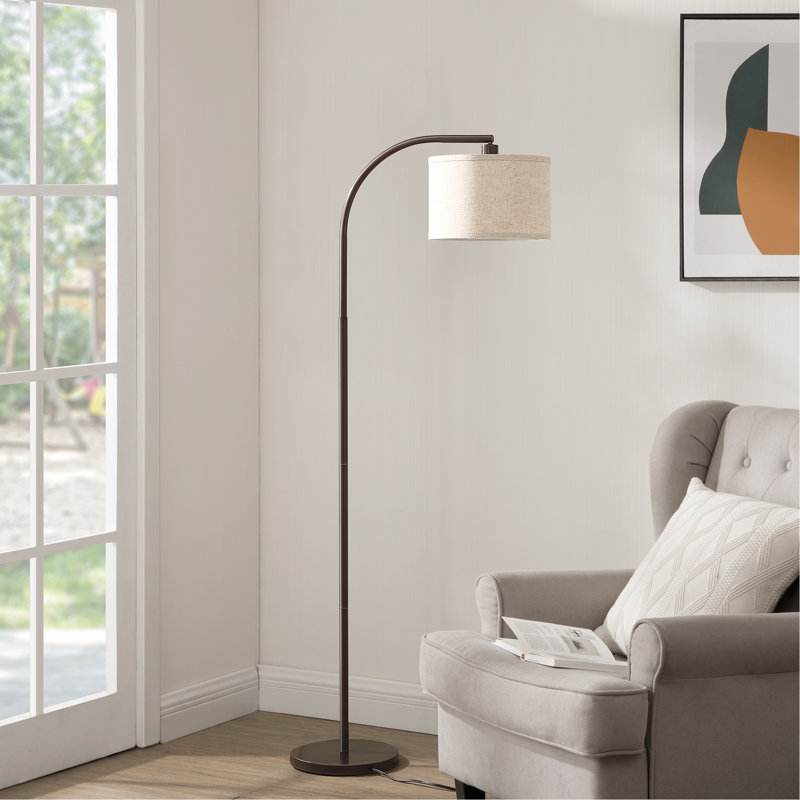 Lampe sur pied arquée 63 po Kjeld, Brun