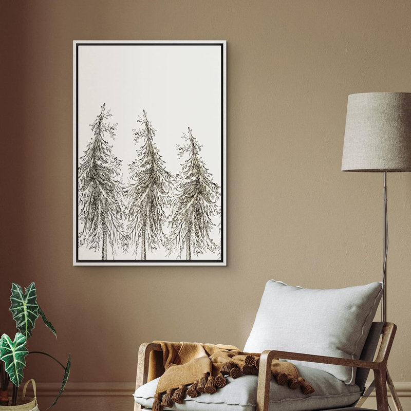 Paysage de forêt Woodland «Tall Pine Trees Forest Nature Landscape» sur, Cadre flottant blanc, H 24 po x l 16 po