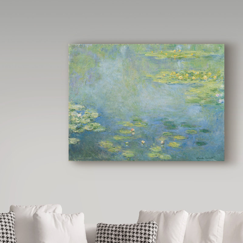 « les nymphéas » par claude monet, reproduction de peinture à l’huile sur toile tendue, H 35 po x l 47 po x P 2 po
