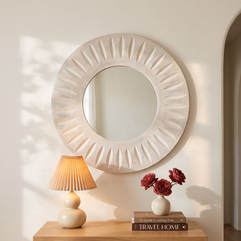 Hareton Solid Wood Round Mirror