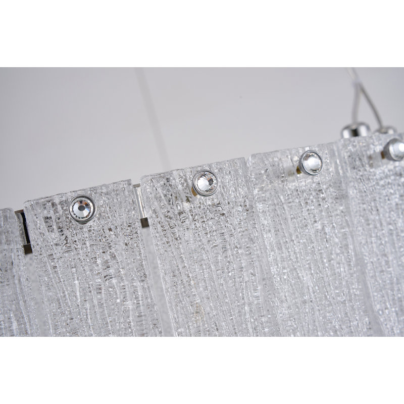 Lustre 1 lumière DEL chrome avec cristaux transparents, 16" H x 24" W x 24" D, Chrome chrome