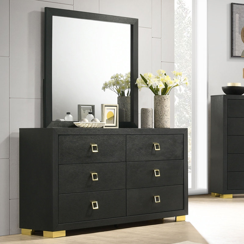 Commode 6 tiroirs avec miroir Rizo