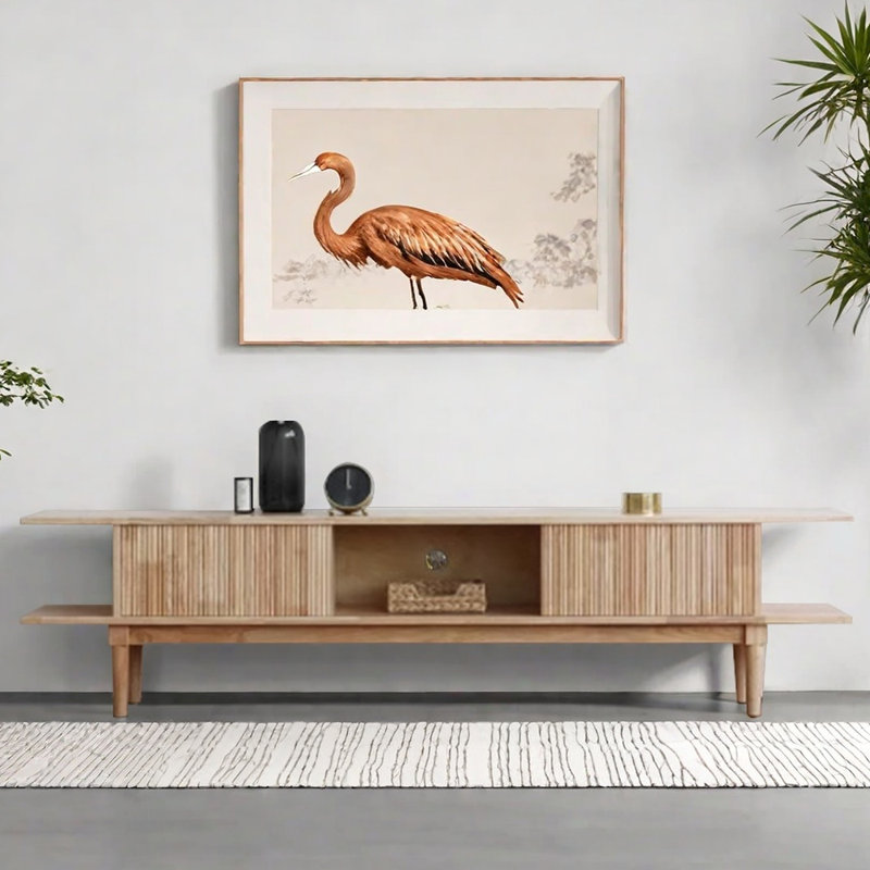 Meuble télé en bois massif au design unique, H 17,71 po x L 78,74 po x l 12,59 po