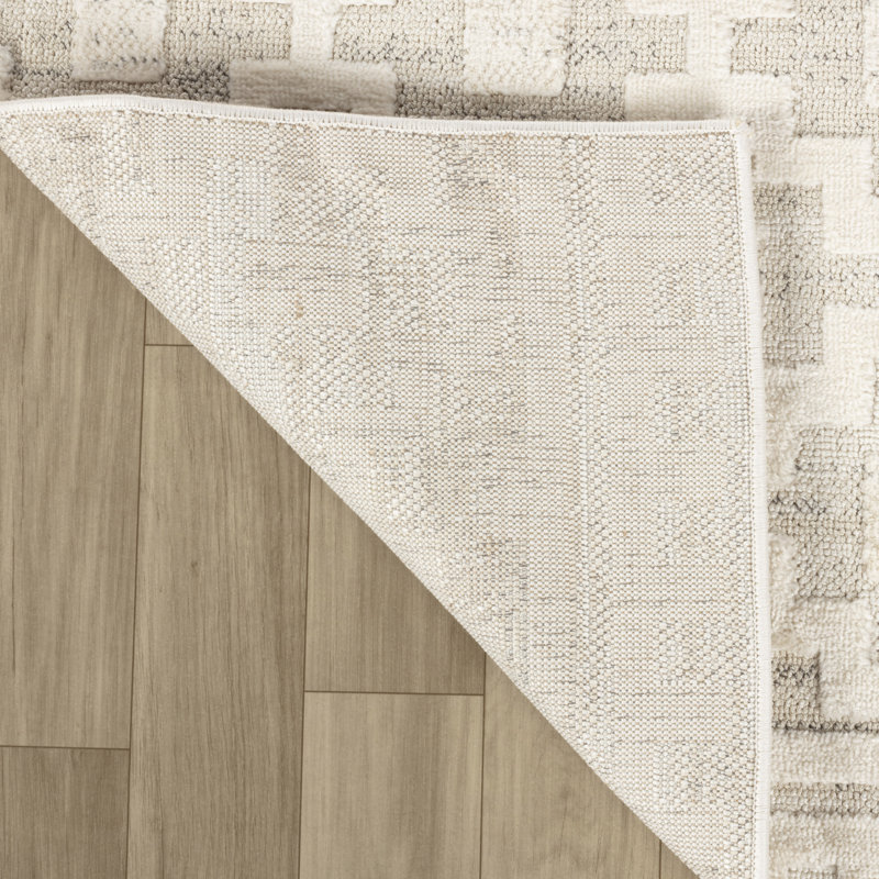 Tapis de couloir intérieur moderne, beige crème., Rectangle 3 pi 11 po x 5 pi 7 po