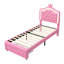 Girls Princess Single Bed Frame with Crown Headboard, LED Lights, Storage Drawer-777065484