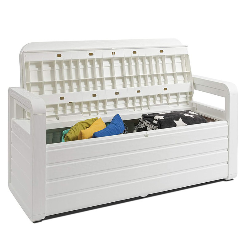 White Resin Outdoor Storage Bench with Lockable Lid