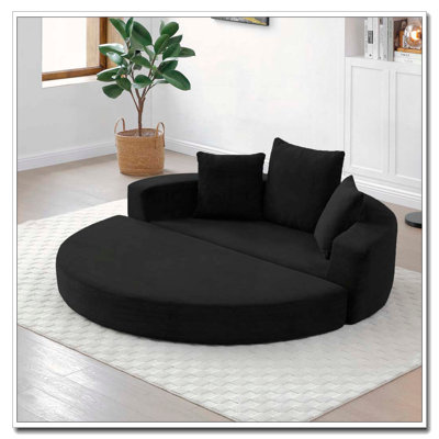 Convertible Sofa Couch Bed,Multi-Functional,Circular Bed,Adjustable Futon Sofa ,No Assembly Compressed Corduroy Floor Lounge Sofa For Apartment Office by Latitude Run