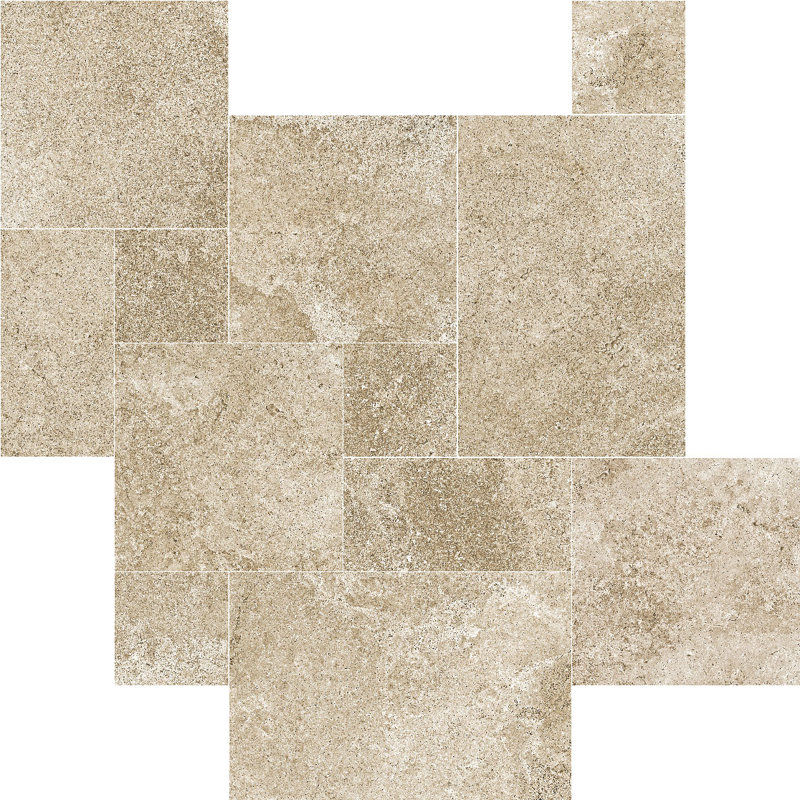 Manor 4-piece Modular Pattern Porcelain Tile, Brown/Beige/Tan