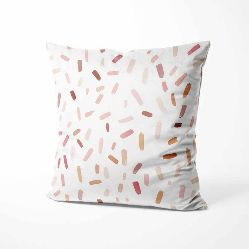 Coussin décoratif French Country - Abstract Dash Flow Blush Sand, H 18 po x l 18 po