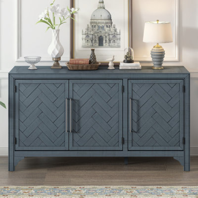 Designed Storage Cabinet Sideboard With MDF+Pine Veneer , Adjustable Shelves, Suitable For Living Rooms, Entrance And Study Rooms. by August Grove