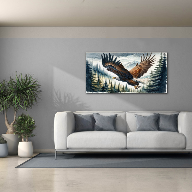 «Soaring Bald Eagle 1» par Rey Klimt, art mural sur toile, H 30 po x l 60 po x P 1,5 po