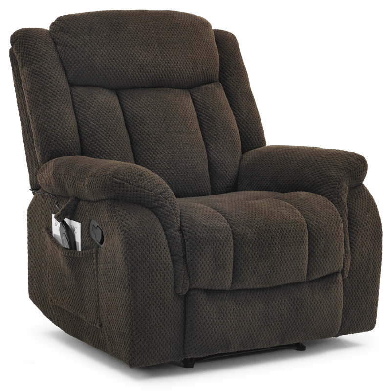 39.3" Wide Modern Plush Heated Massage Manual Recliner, Brown