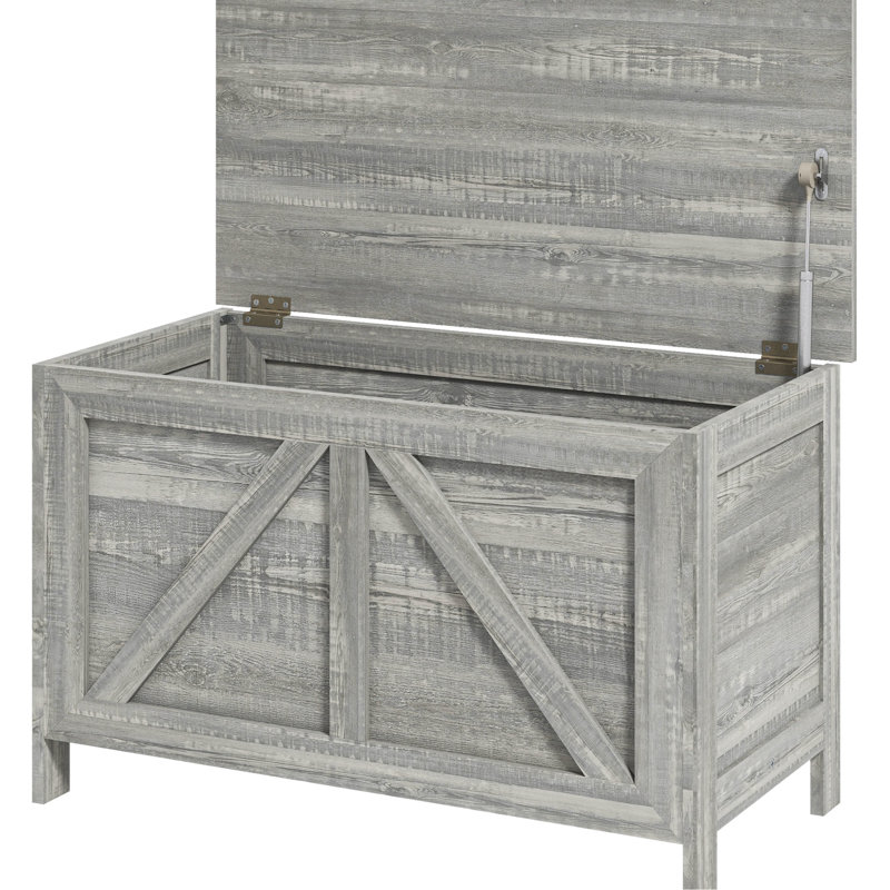 Contenant de rangement en grain de bois gris de 30 po avec capacité abondante - pour chambre à coucher, vestibule, commode de salon par grain, pièce à charnière et surélevée, entrée