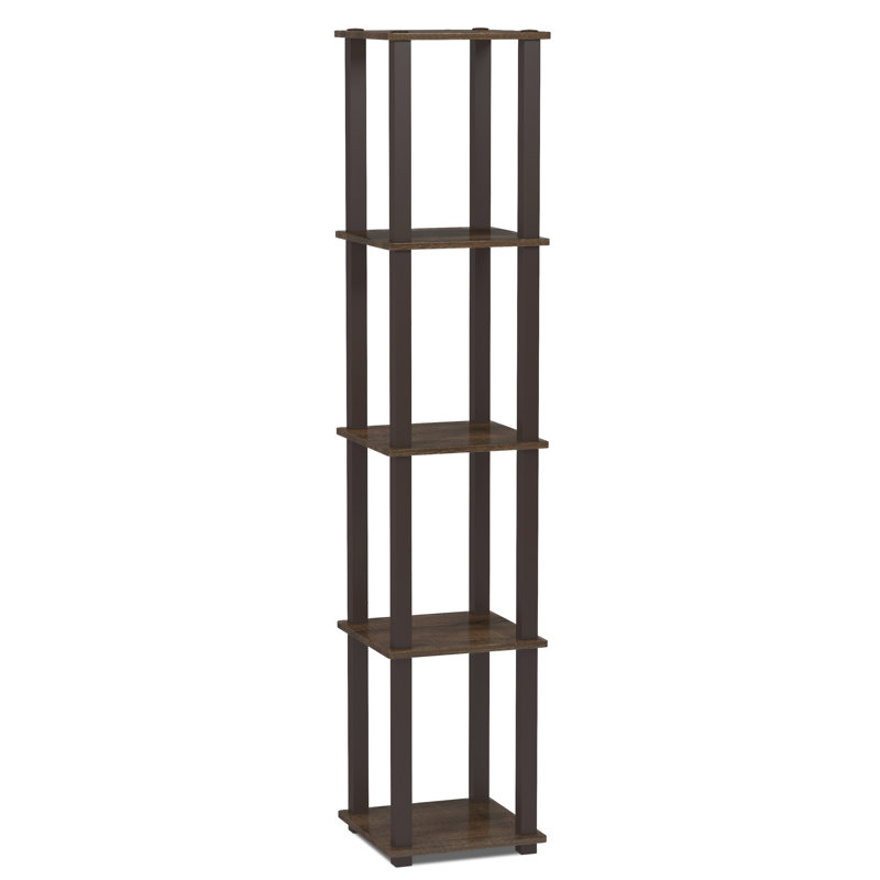 Mandrin 5 Tier Shelving Bookcase, Walnut/Brown Square Tube