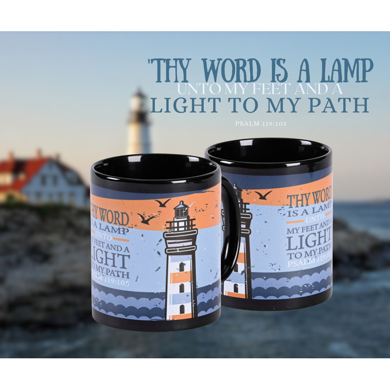 Black Mug Lighthouse Your Word Is A Lamp