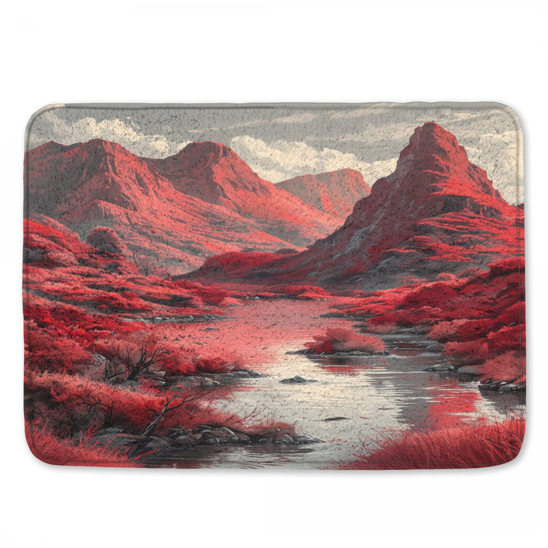 Tapis de bain Red Mountain Landscape, L 34 po x L 21 po