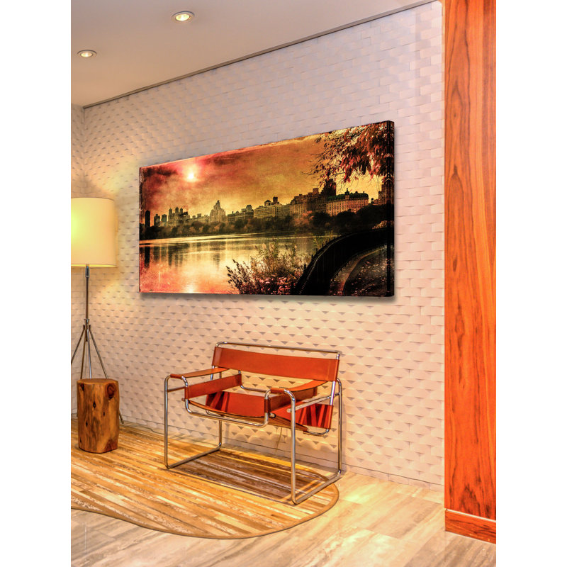 « coucher de soleil dans le parc » par richard james, reproduction d’art sur toile tendue, H 18 po x l 36 po