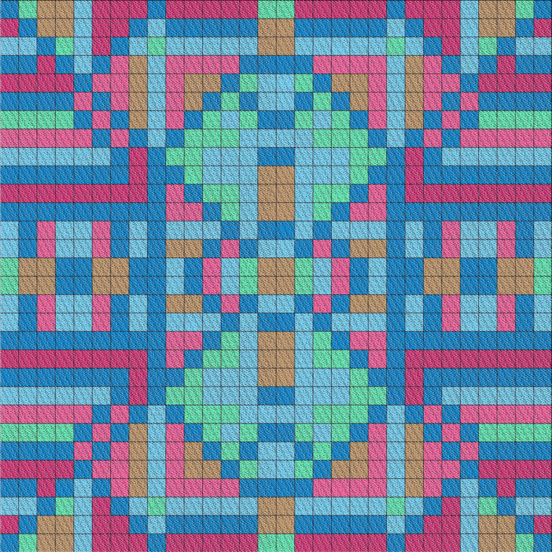 Tapis vert/rouge/bleu aqua patterned Shady, Carré 8 pi