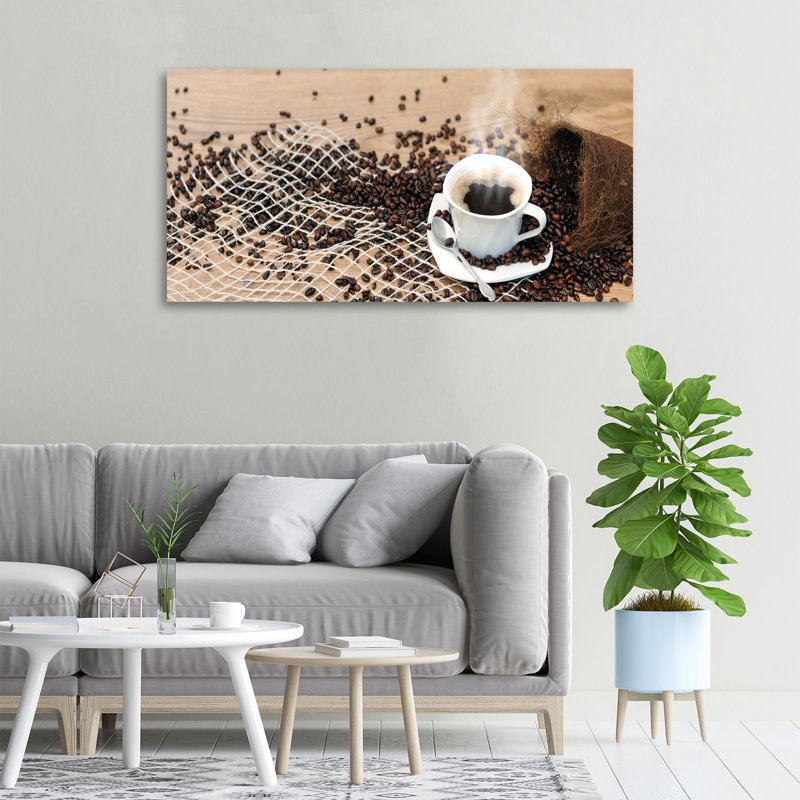 Coffee And Coffee Beans - No Frame Print on Canvas