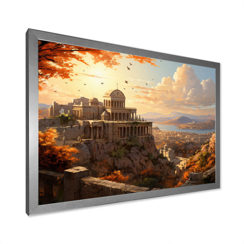 «Grèce Emperor Dreams III», reproduction d'art sur toile, Cadre simple argenté, H 16 po x l 32 po x P 1 po