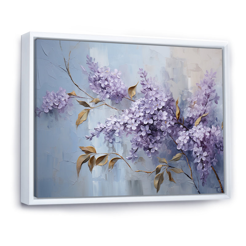 Lilas mauve et mauve en fleurs II - impressions d'art lilas, Cadre flottant blanc, 30" H x 40" W
