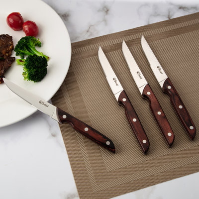 Couteaux à steak, ensemble de couteaux à steak 6 pièces avec lame dentelée, couteaux à steak