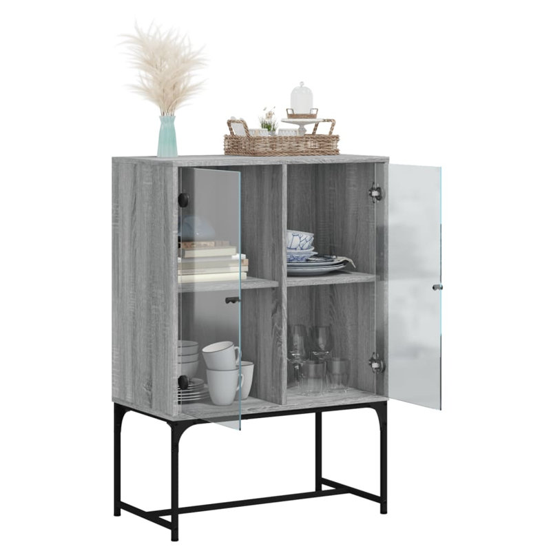 Aanvi Steel Rectangle Accent Cabinet, Grey Sonoma