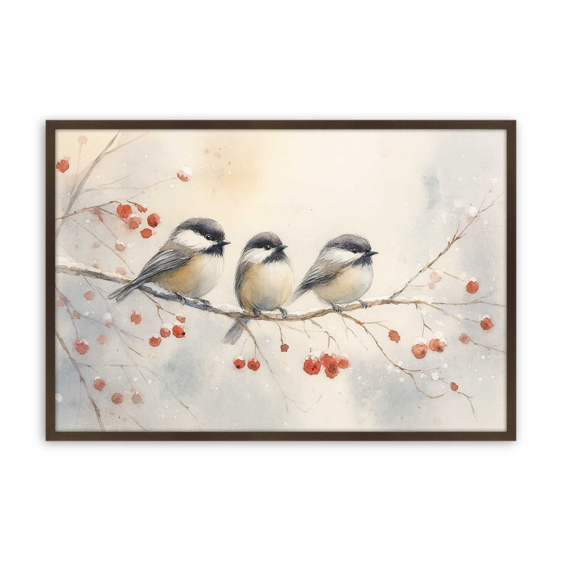 «Three Winter Songbirds», reproduction d'art, 8 po x 10 po, Brun Belvinder