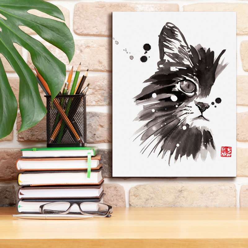 'Half Cat' by Pechane, Canvas Wall Art, 16" H x 12" W x 0.75" D