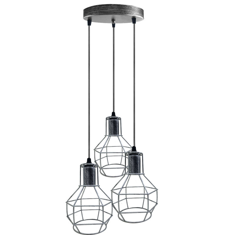 Buskirk 3 - Light Cluster Pendant, Brushed Silver