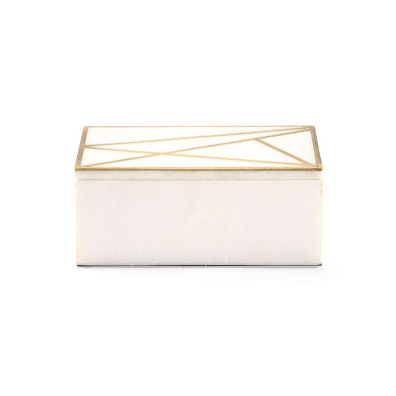 Genesis Alabaster Decorative Box, 3" H x 7.5" W x 5" D