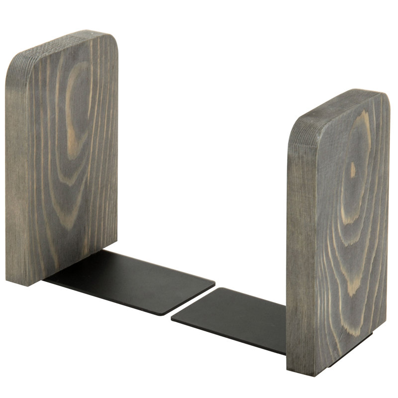 Wood Non-Skid Bookends, Grey