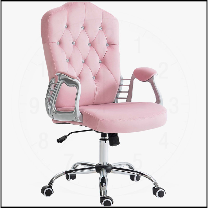 Chaise de bureau confortable avec capitonnage à boutons, roues pivotantes, hauteur réglable et fonction d'inclinaison pour une expérience de travail améliorée