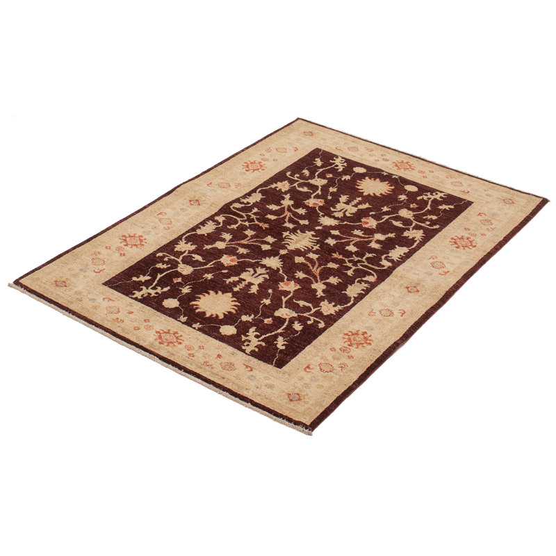 Tapis de zone en laine noué la bourgogne/beach 4 pi 3 po x 6 po one-of-kind-main Bevan