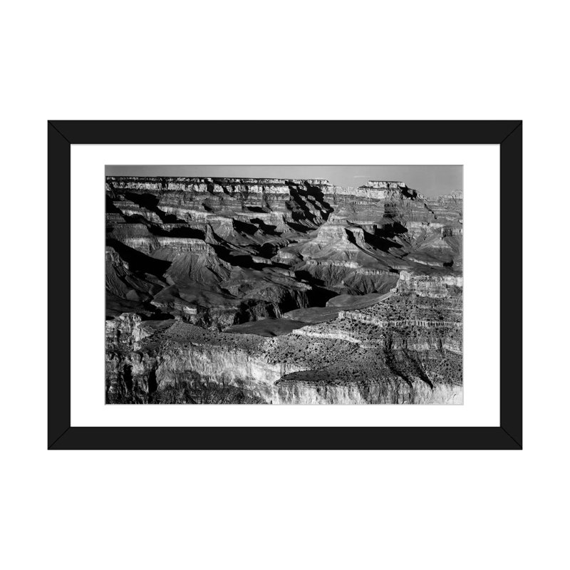 Grand Canyon National Park, H 24 po x l 32 po x P 1 po, Papier beaux-arts encadré noir, Blanc