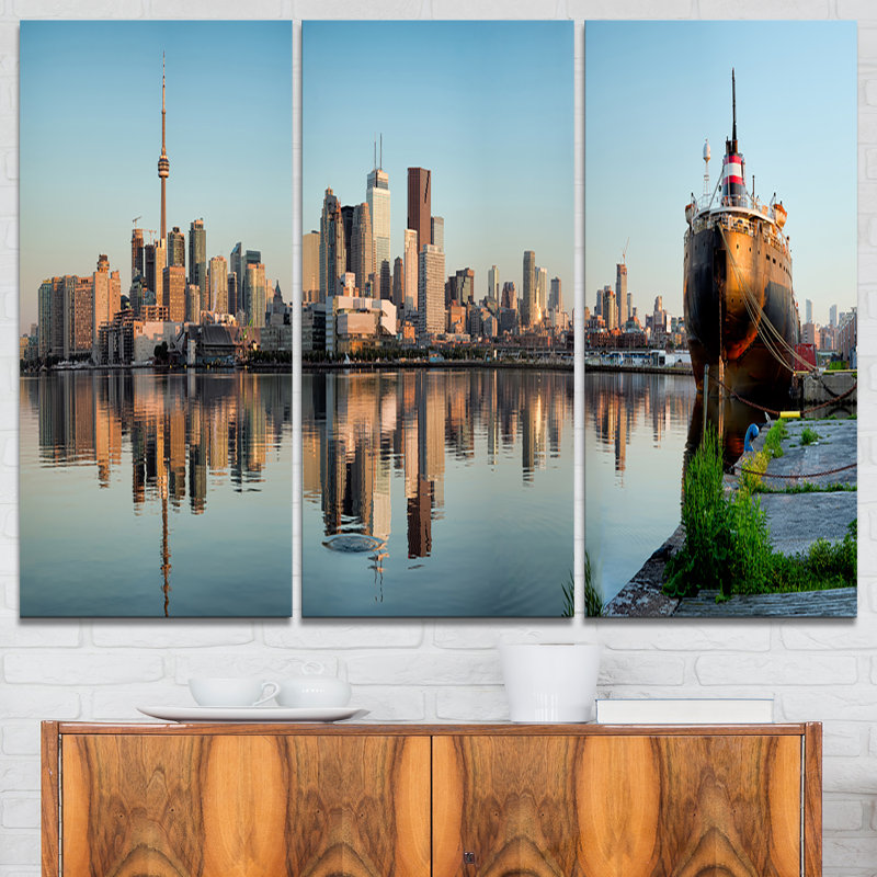 Panorama à horizon toronto city, ensemble de 3 impressions sur toiles tendues