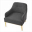 Chaise d'appoint incurvée à dossier courbé pour le coin lecture en chenille gris ardoise avec pieds en métal doré-1792376230