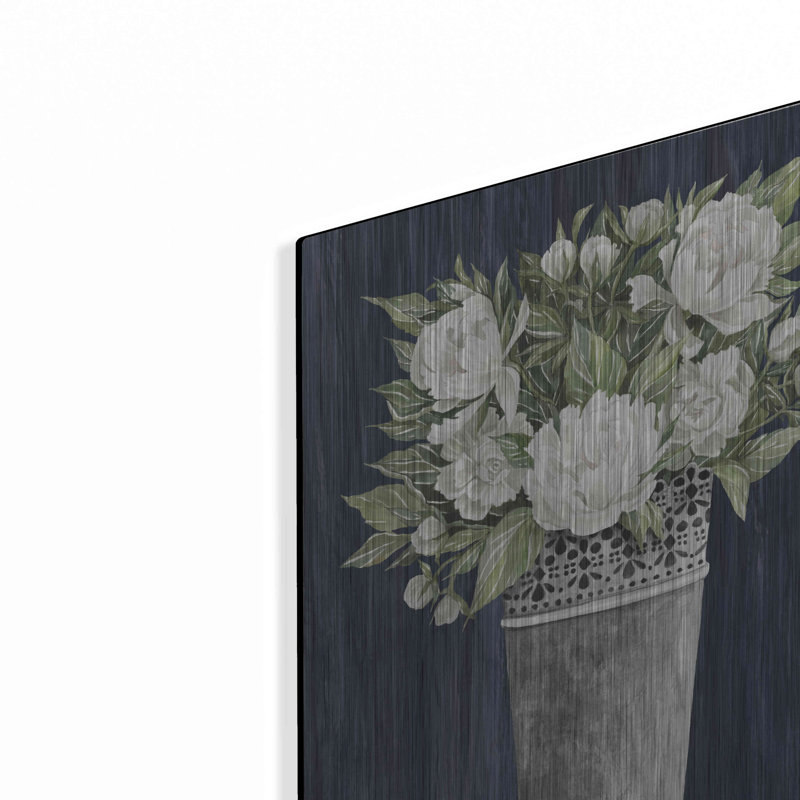 Winston Porter «Punched Tin White Floral» par Cindy Jacobs, art mural en métal, H 16 po x l 12 po