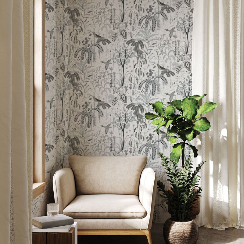 Papier peint adhésif Willow, Gris