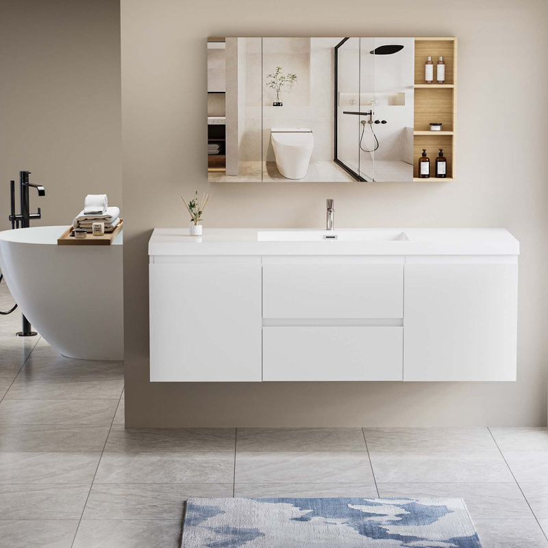 Floating Bathroom Vanity With Single Sink
