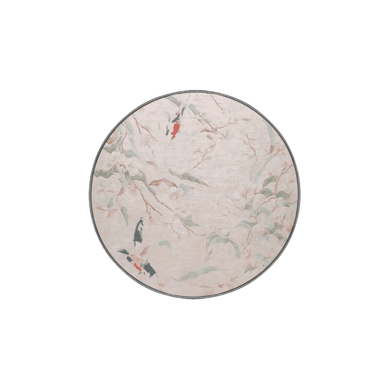 Tapis gris soyeux et moelleux, Rond 5 pi