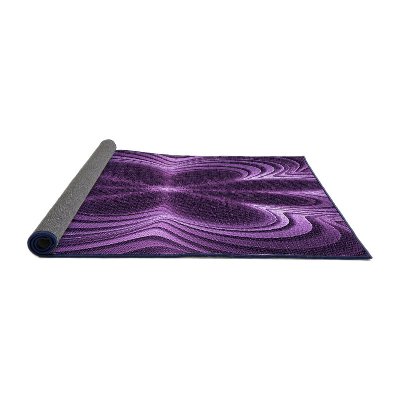 Tapis abstrait en laine mauve, Carré 7 pi