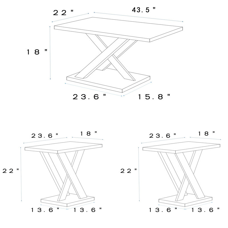 Ensemble de tables basses 3 pièces Aschwin